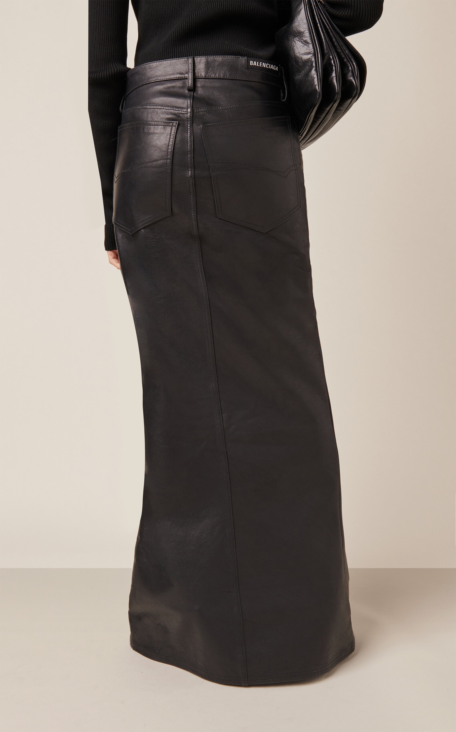 Matte Leather Maxi Skirt black - 4