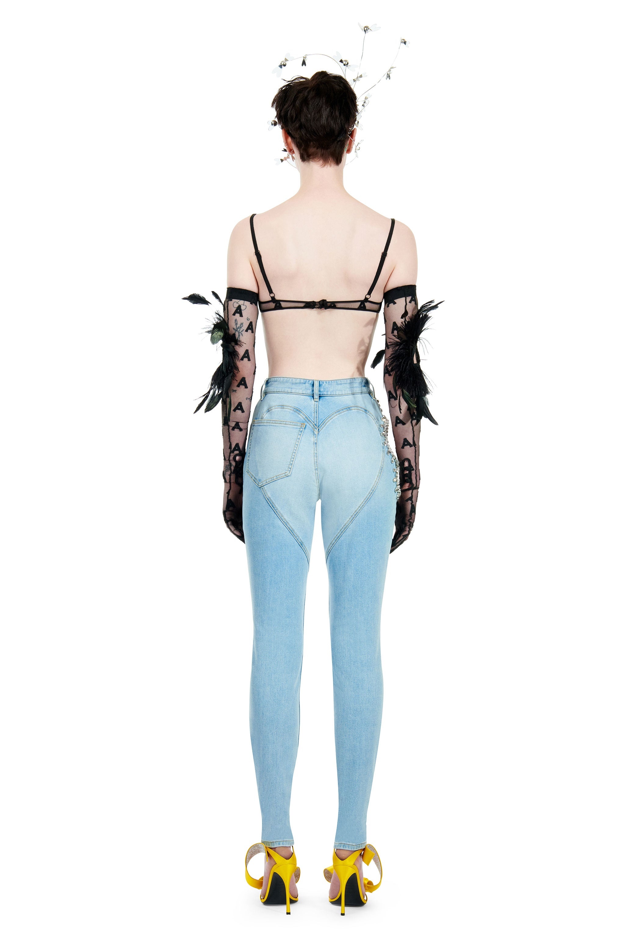 CRYSTAL GRAPE CUTOUT SKINNY JEAN - 5