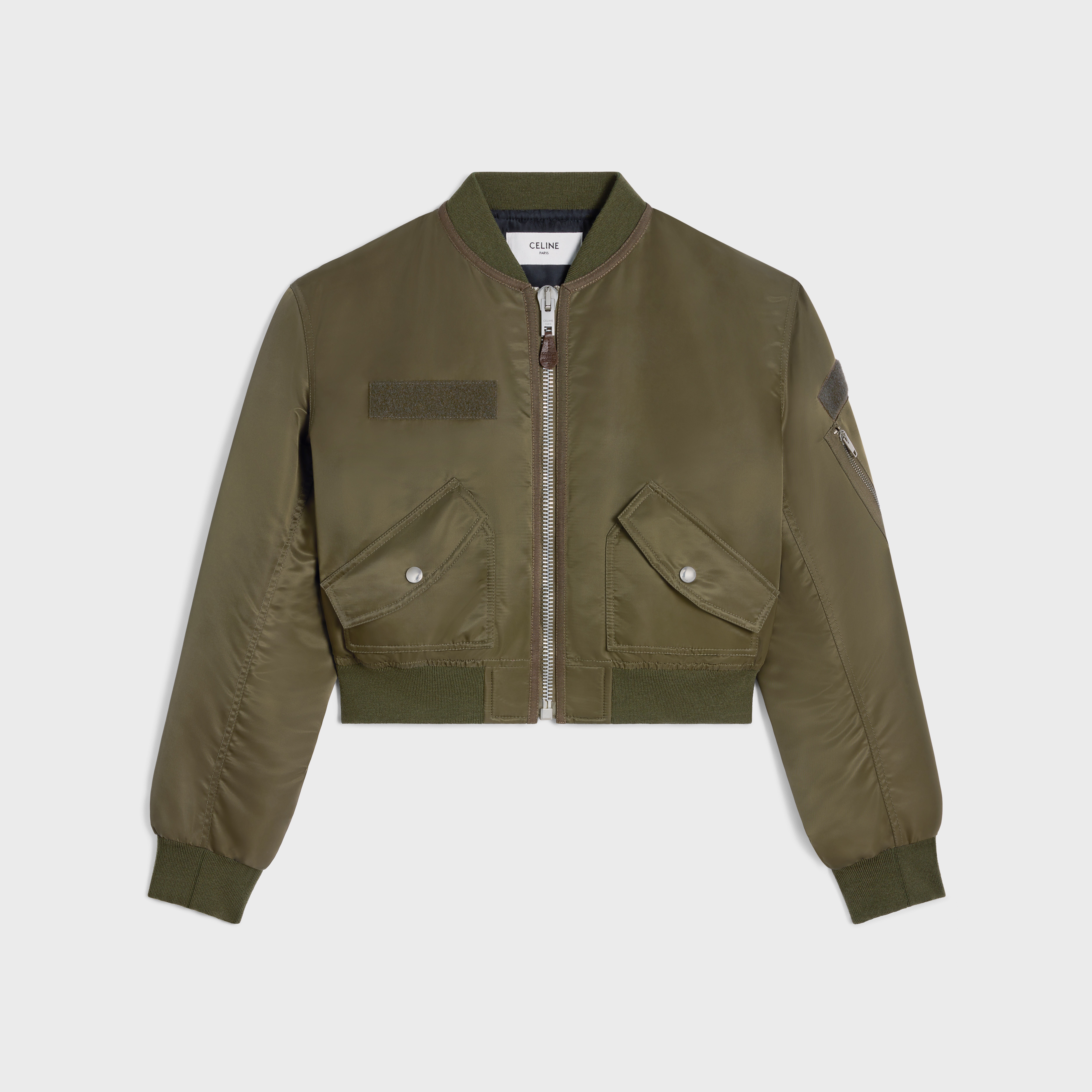 cropped bomber jacket in nylon twill - 1