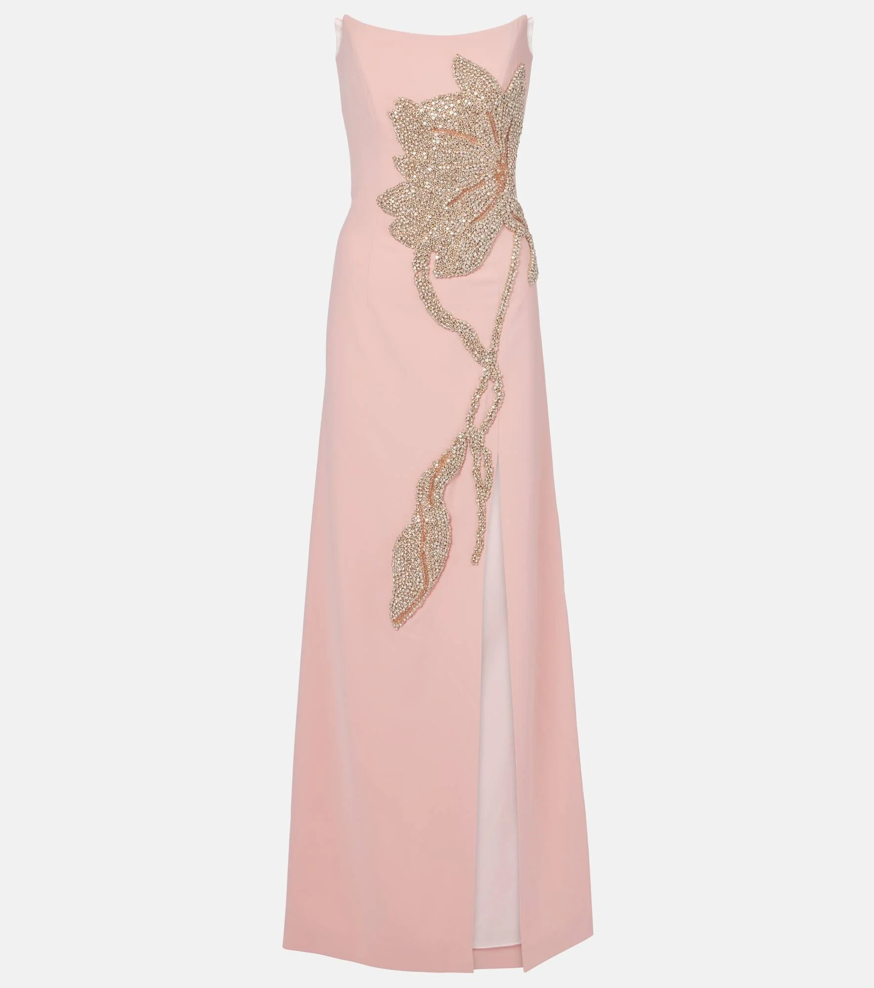 Fara floral-appliqué crêpe gown - 1