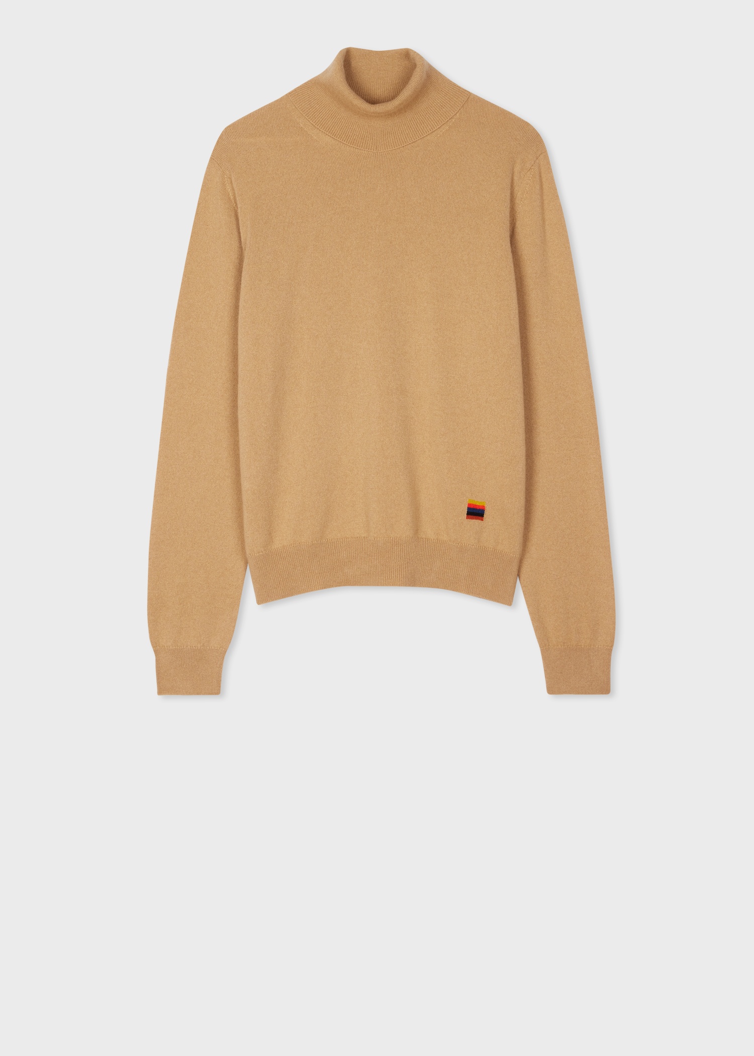 Women's Light Camel Cashmere Roll Neck Sweater - 1