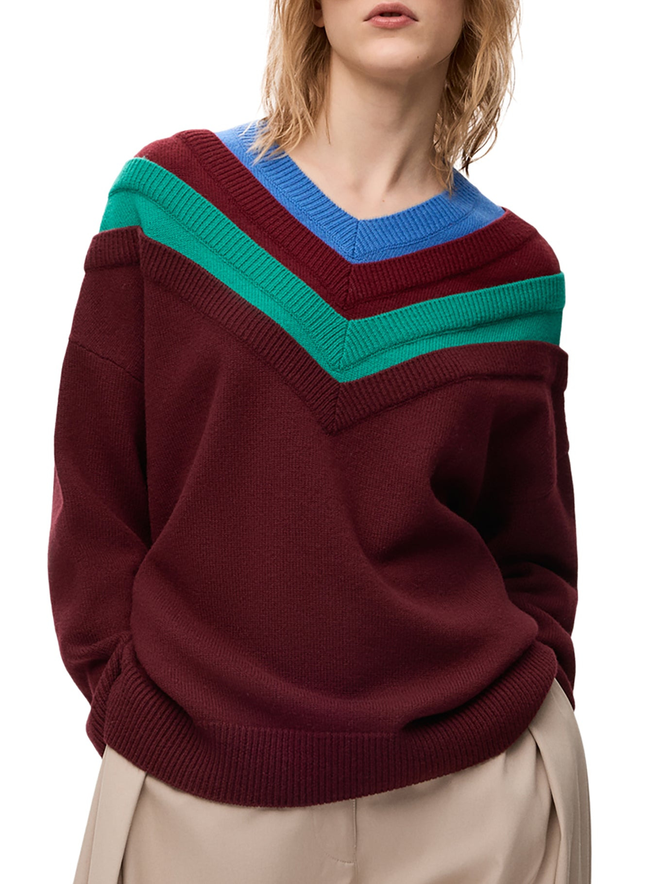 WOOL SWEATER WITH LAYERED CONSTRUCTION - 3
