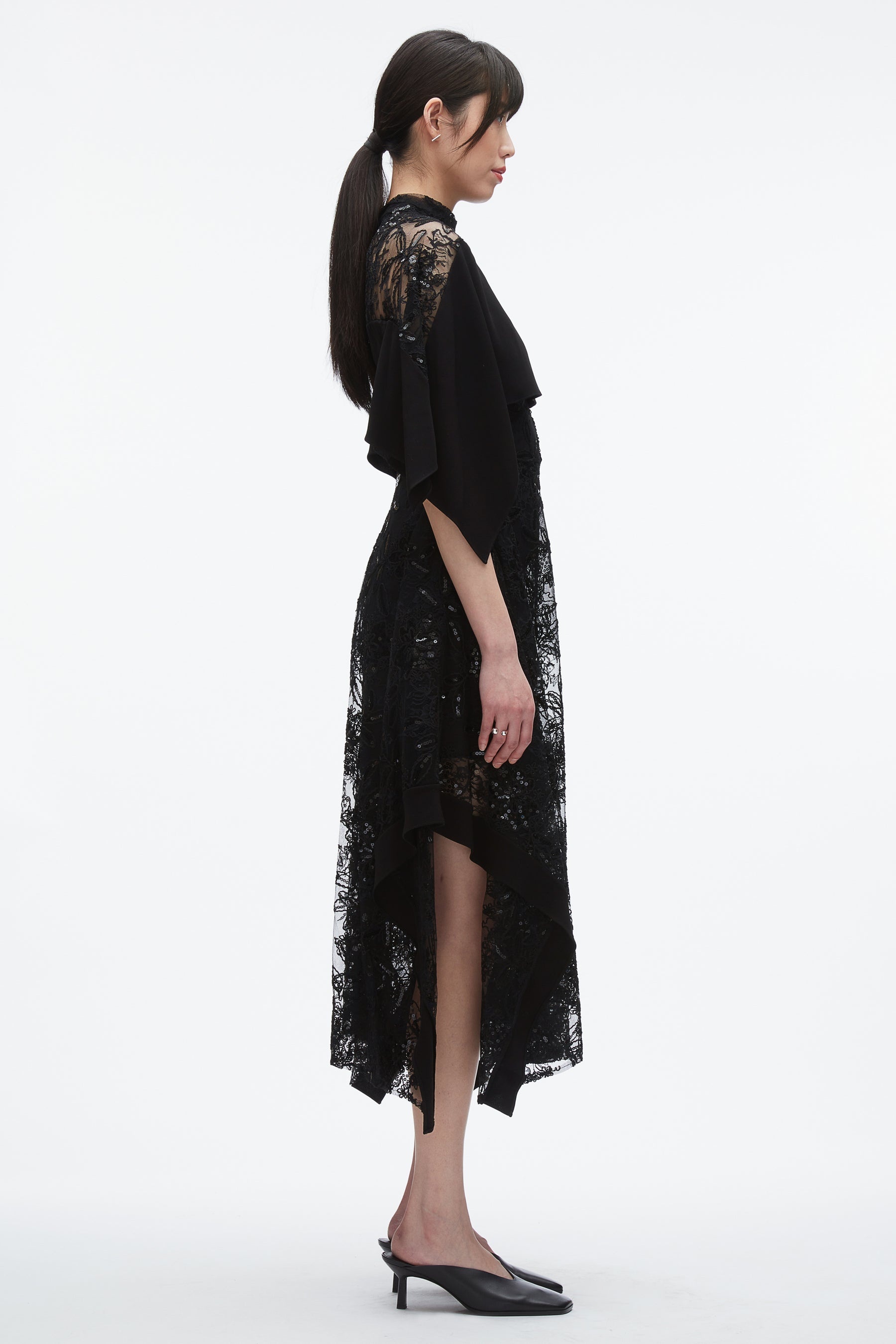 Sequin Lace Flounce Maxi Dress - 3
