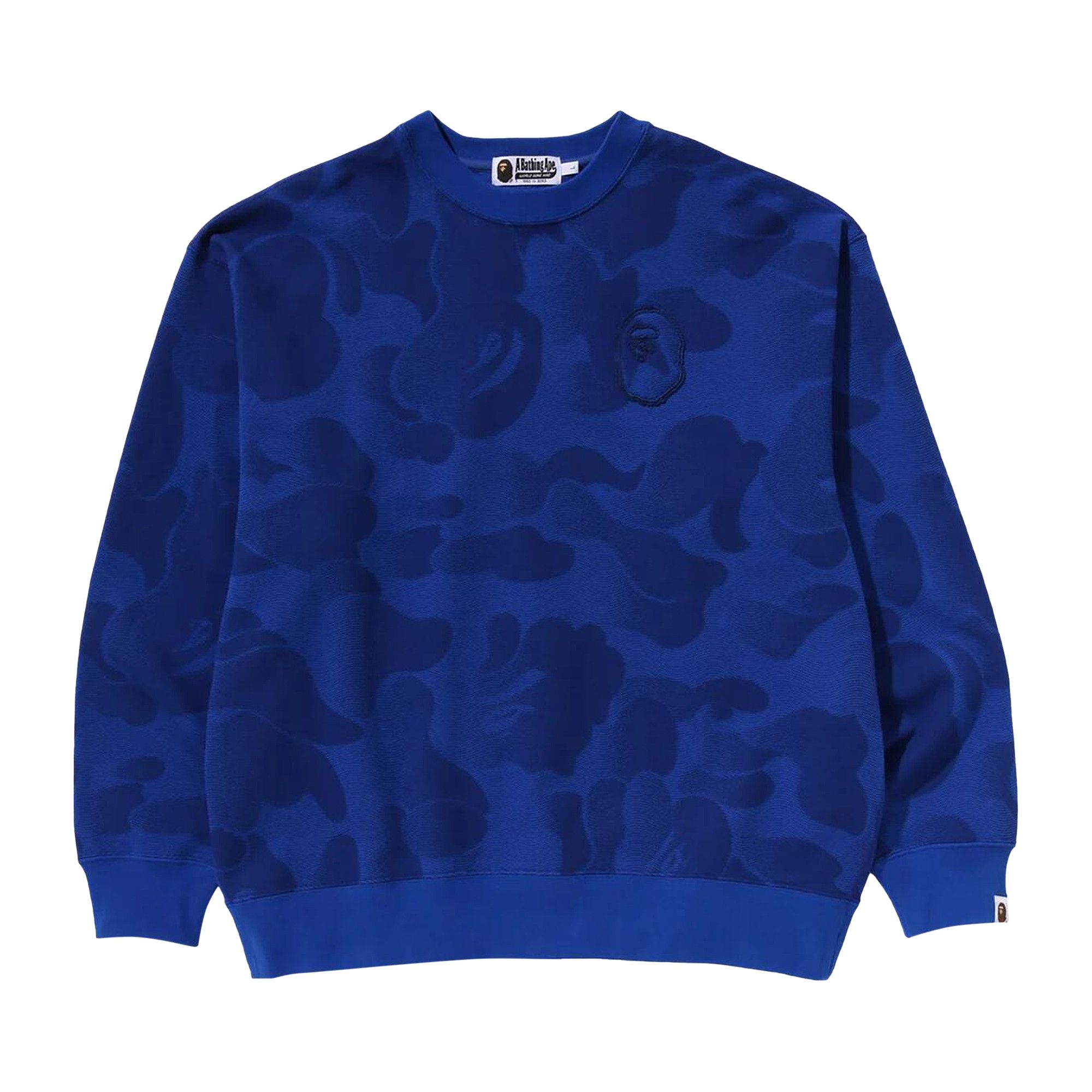 BAPE Ink Camo Ape Head Badge Crewneck 'Blue' - 1