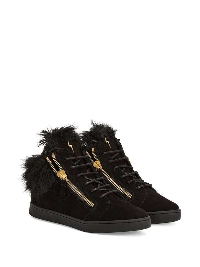 Giuseppe Zanotti Kriss fur-trimmed zip-up sneakers outlook