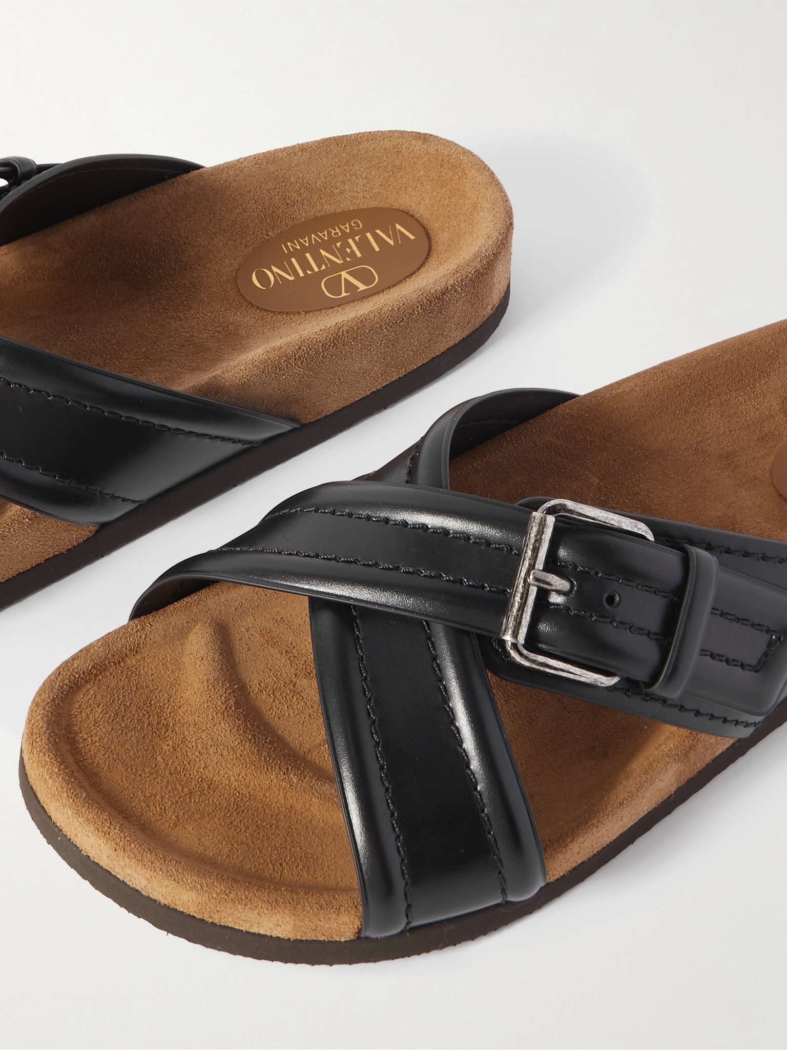 Buckled Logo-Embellished Leather Slides - 6