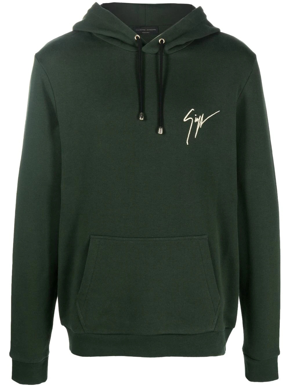 logo-embroidered drawstring hoodie - 1