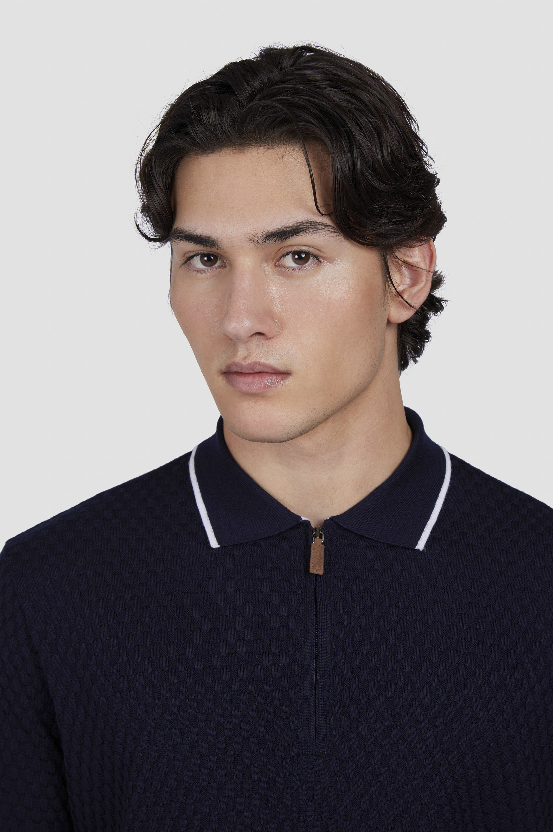 ZIPPED POLO IN WOOL CASHMERE - 4