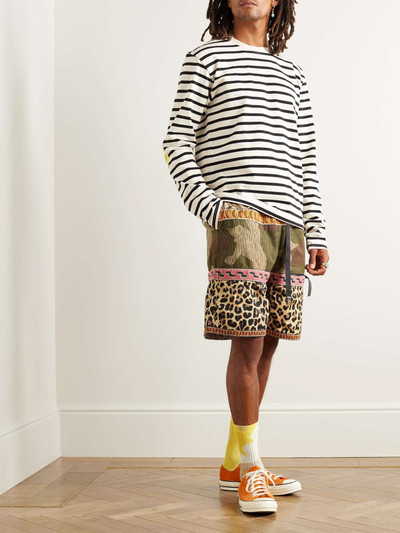 Kapital Straight-Leg Belted Patchwork Cotton-Twill and Jacquard Shorts outlook