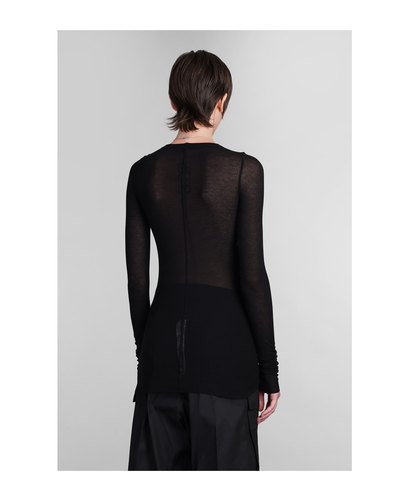 Rib Ls T Topwear In Black Viscose - 3