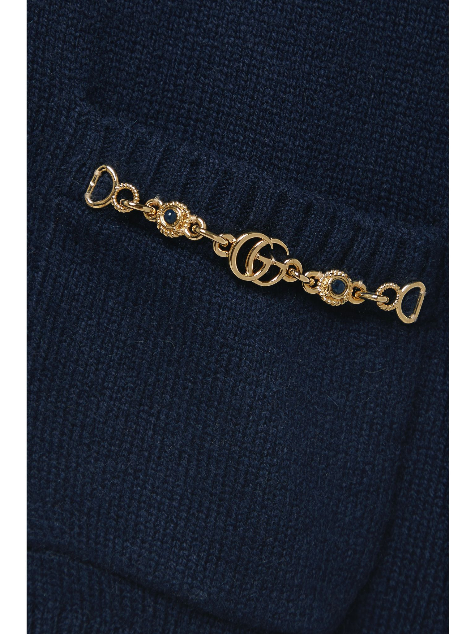 Horsebit-detailed cashmere cardigan Navy - 5