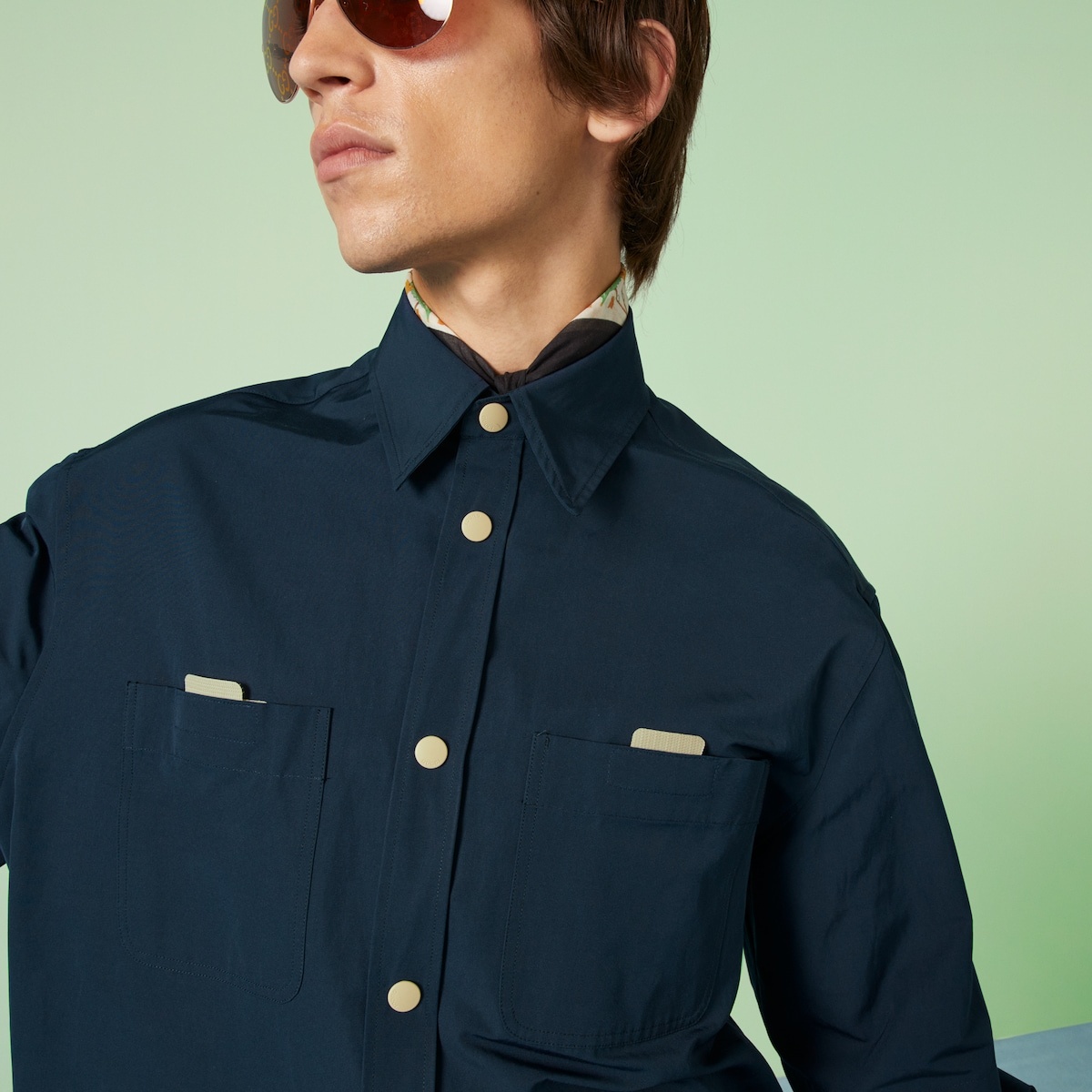 Cotton nylon shirt with embroidery - 4