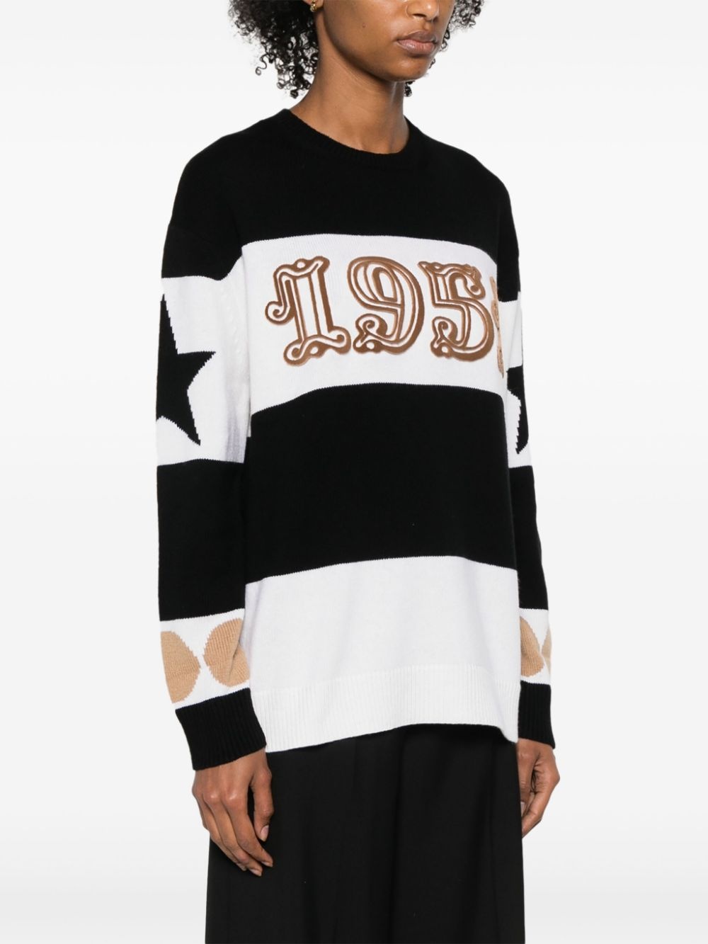 flocked-motif knitted jumper - 3