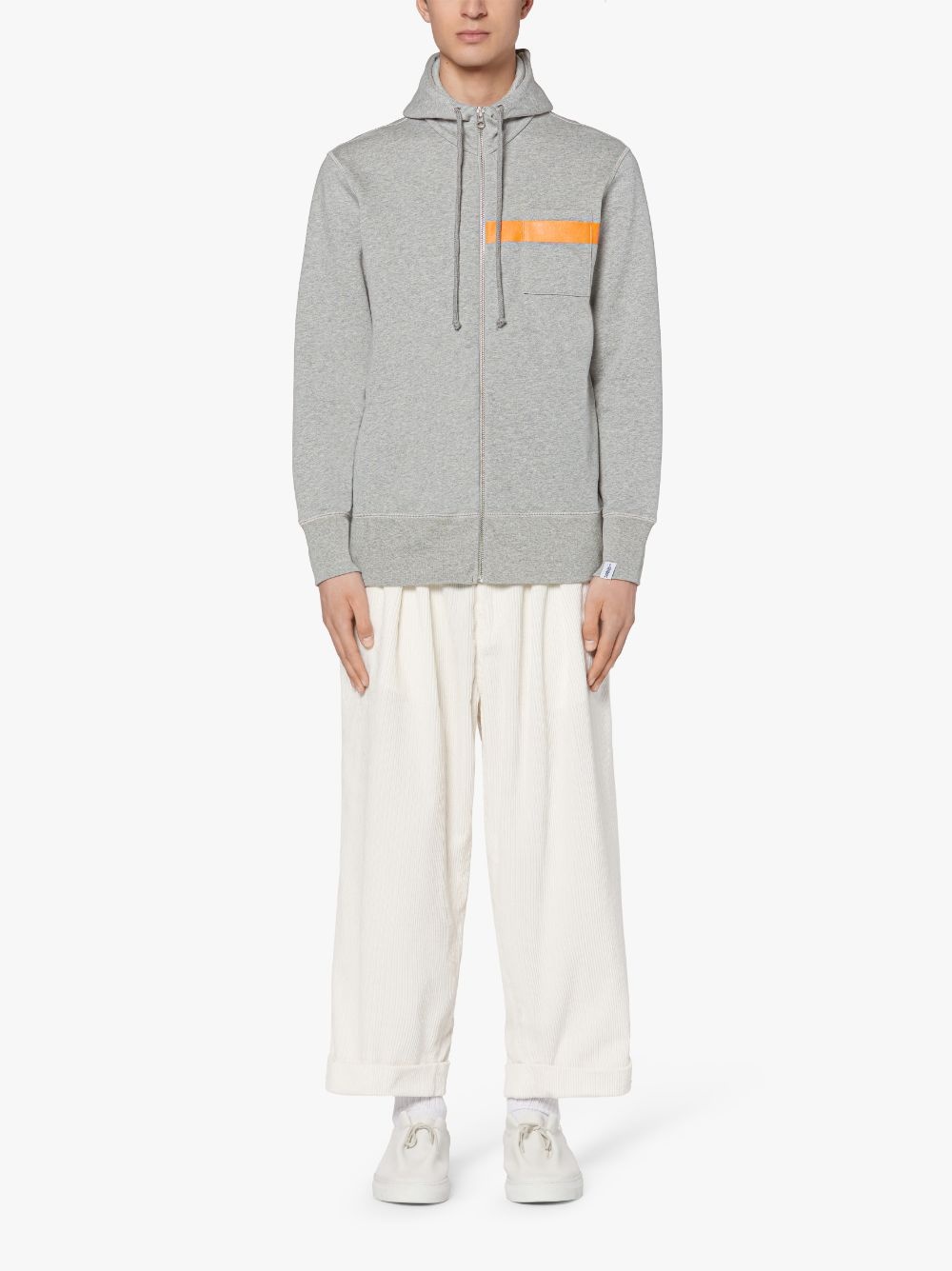 GREY X ORANGE COTTON HOODED SWEATSHIRT | GJM-208 - 2