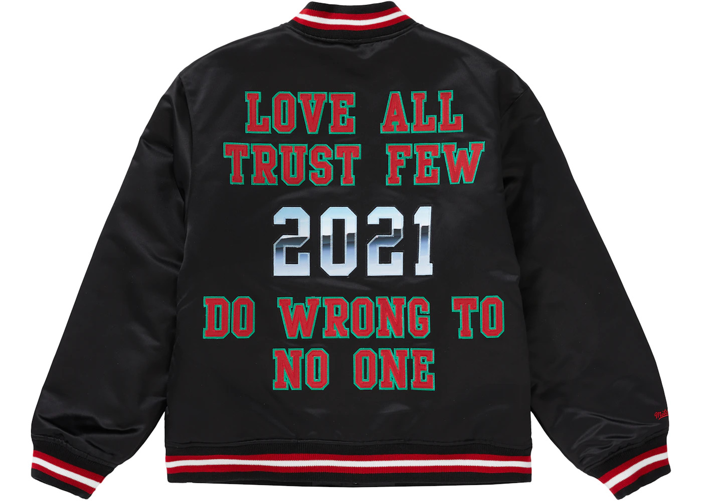 Supreme Mitchell & Ness Satin Varsity Jacket Black - 1