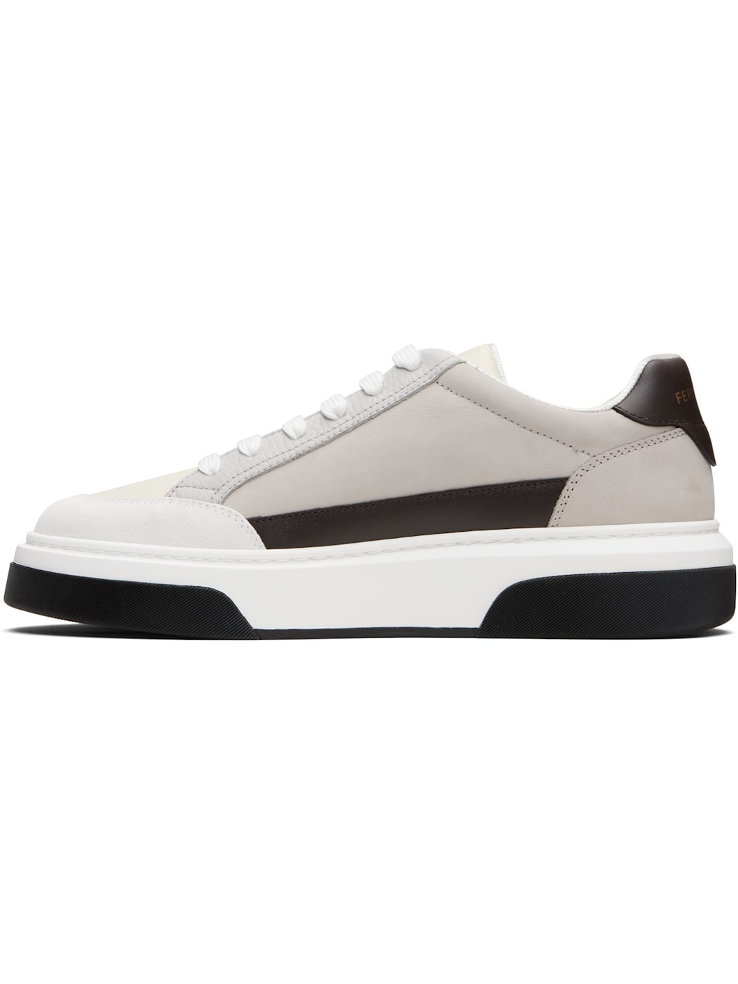 Gray & Off-White Low Cut Gancini Outline Sneakers - 3