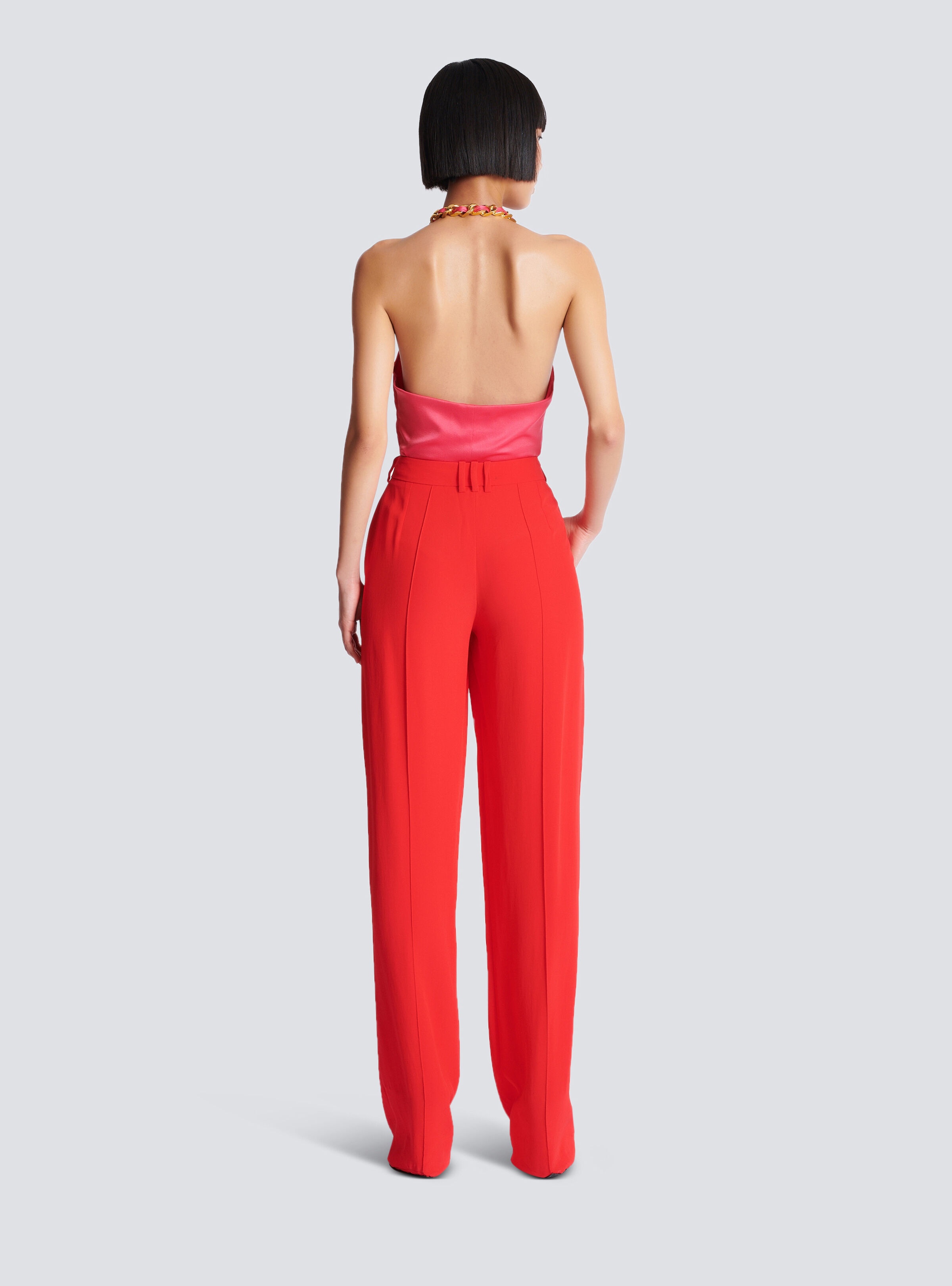 Crepe straight-leg tailored trousers - 4