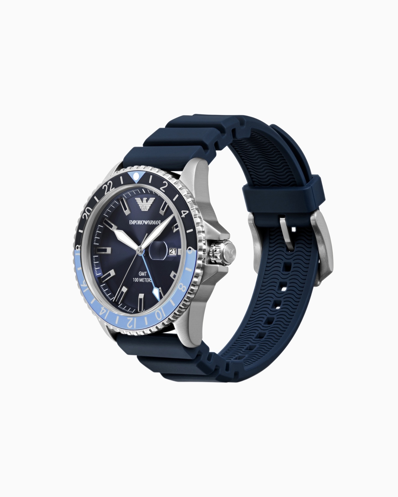 GMT DUAL TIME BLUE SILICONE WATCH - 3