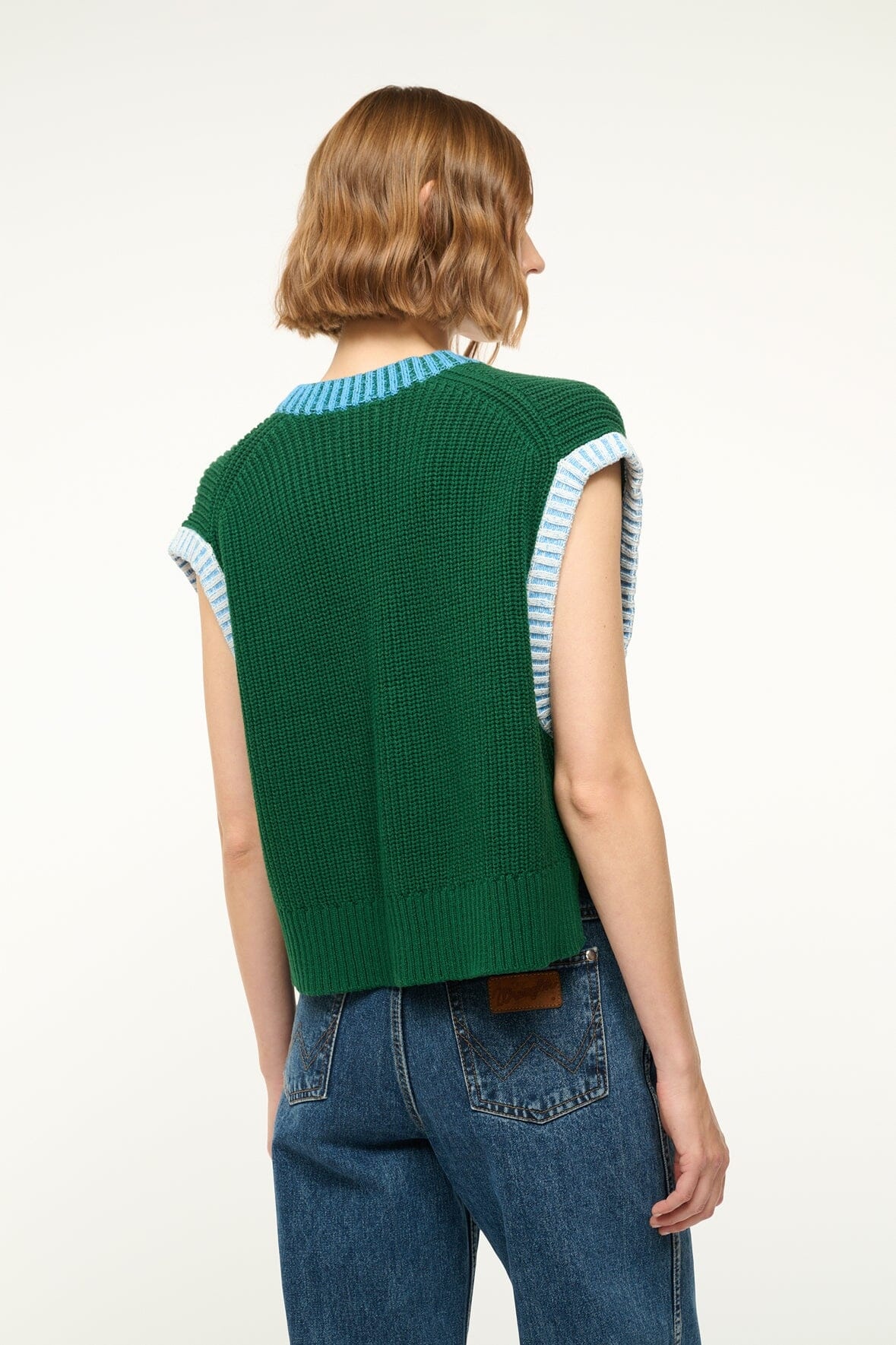STAUD AMERICANA SWEATER JUNGLE SKY IVORY - 6