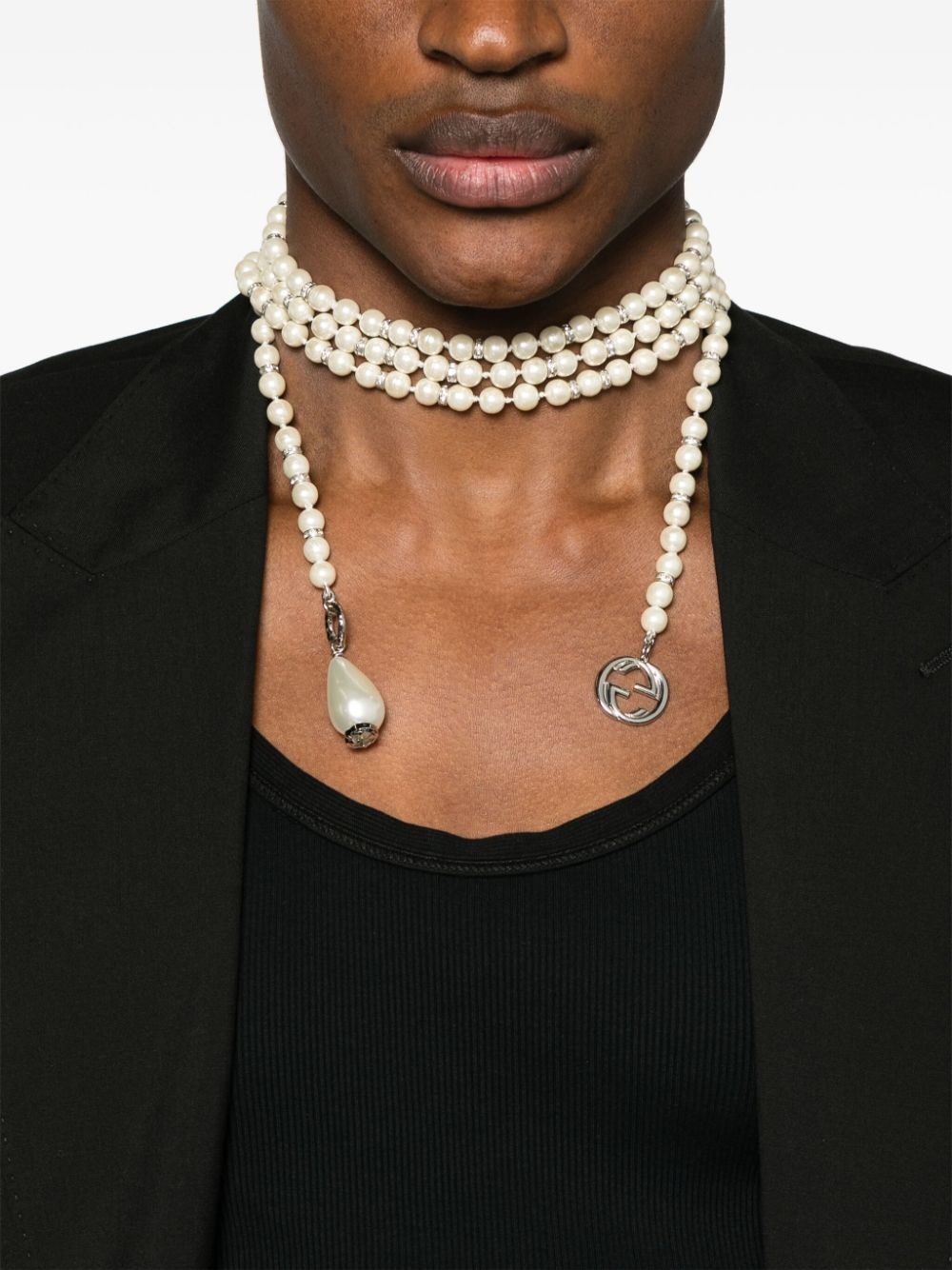 Interlocking G wrap pearl necklace - 2
