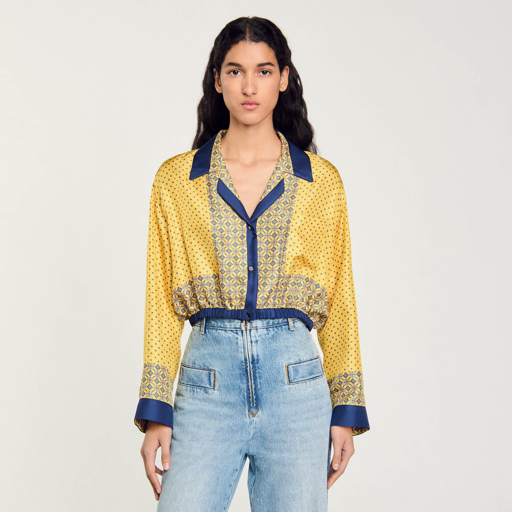 SHORT PATTERNED FLOWING SHIRT - 5