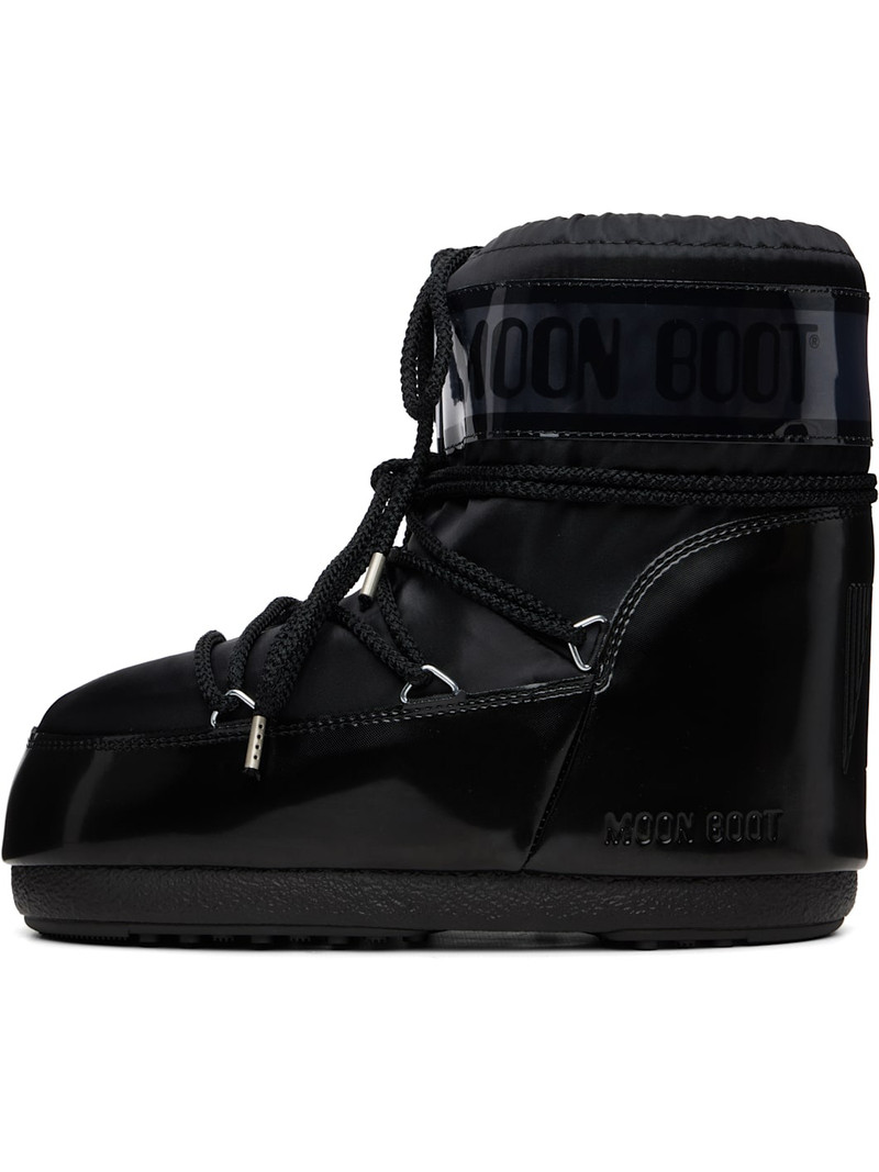 MOON BOOT Black Icon Low Glance Satin Boots outlook
