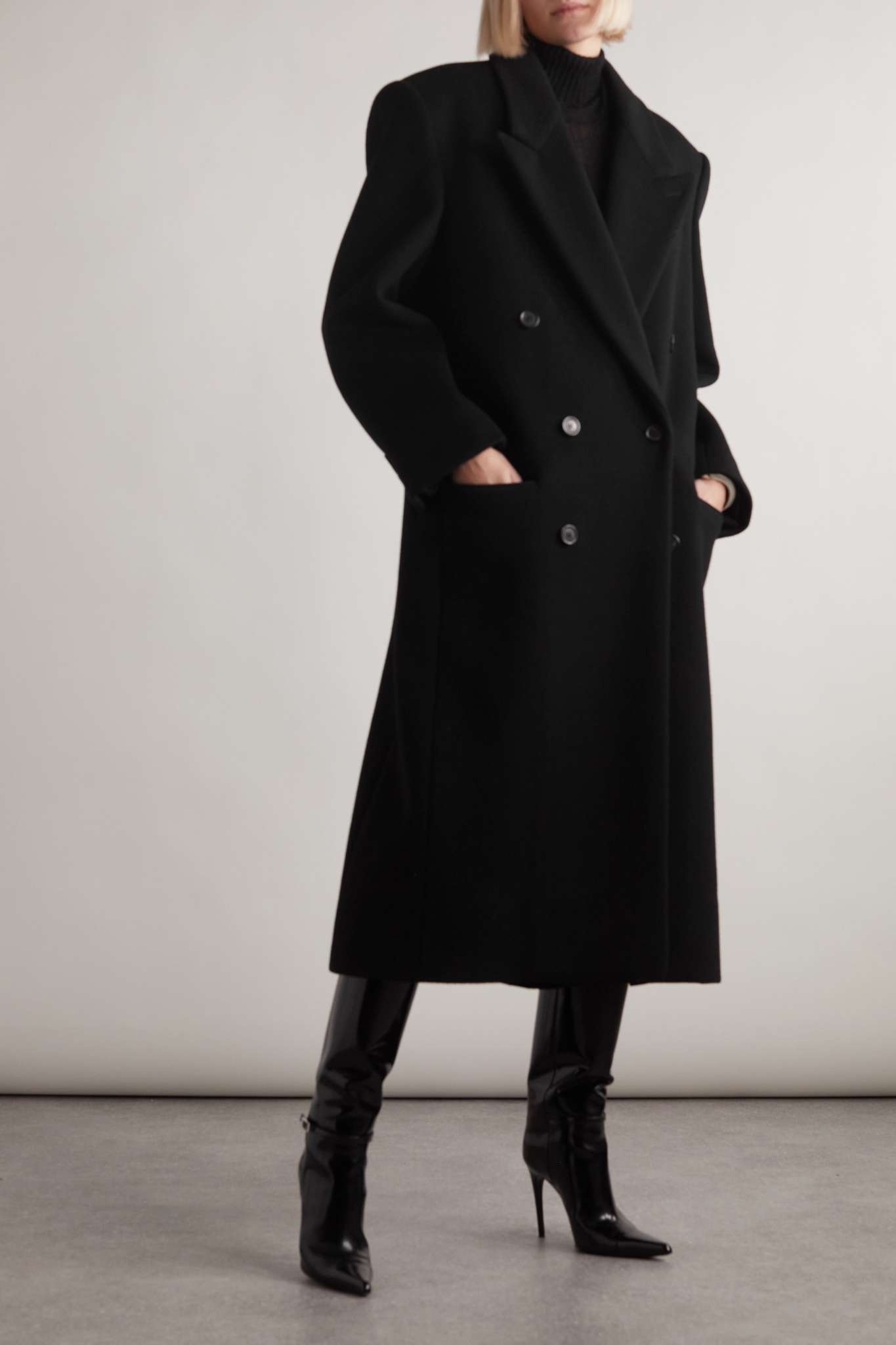Double-breasted wool coat - 3