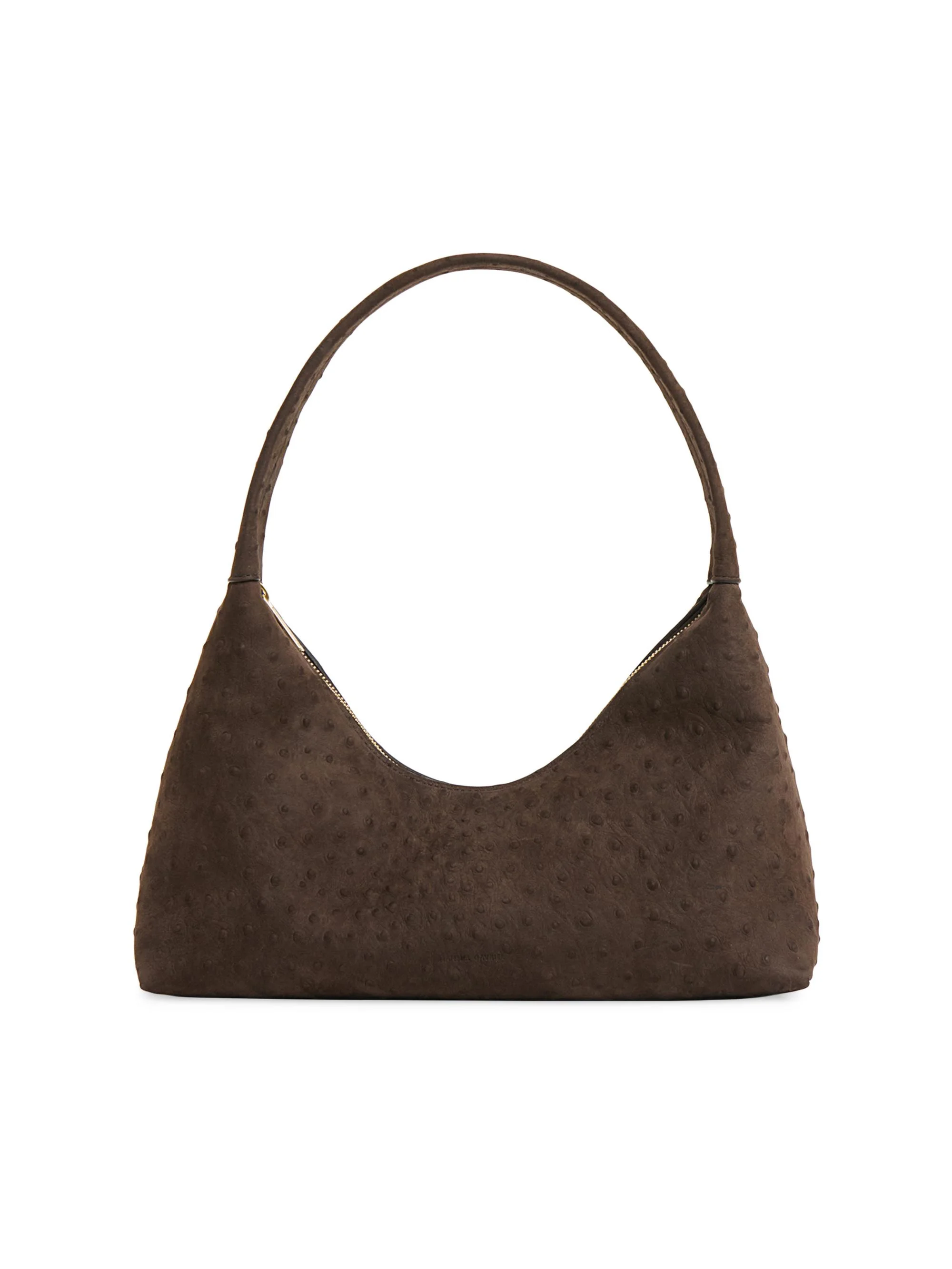Women's Candy Ostrich-Embossed Suede Baguette Bag - Ebony - 1