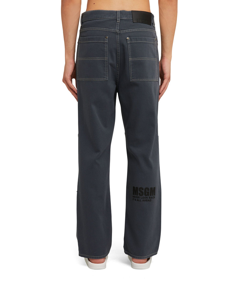 Bull cotton straight-leg jeans with logo and quote "never look back, it's all ahead" 1