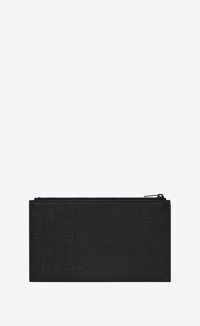 SAINT LAURENT monogram bill pouch in crocodile embossed leather outlook