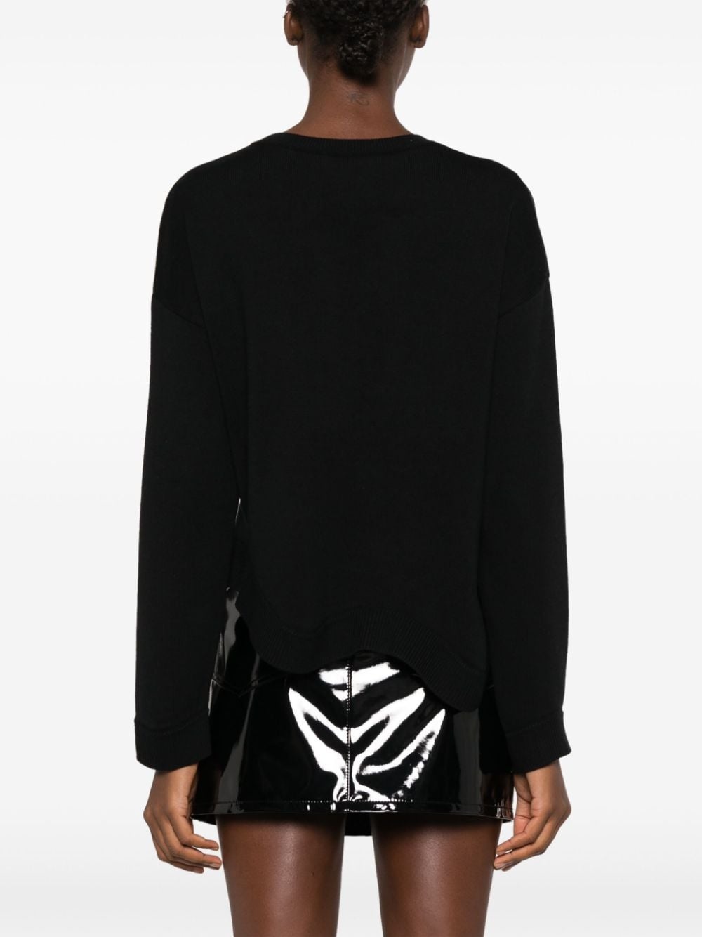 asymmetric-hem virgin wool jumper - 4