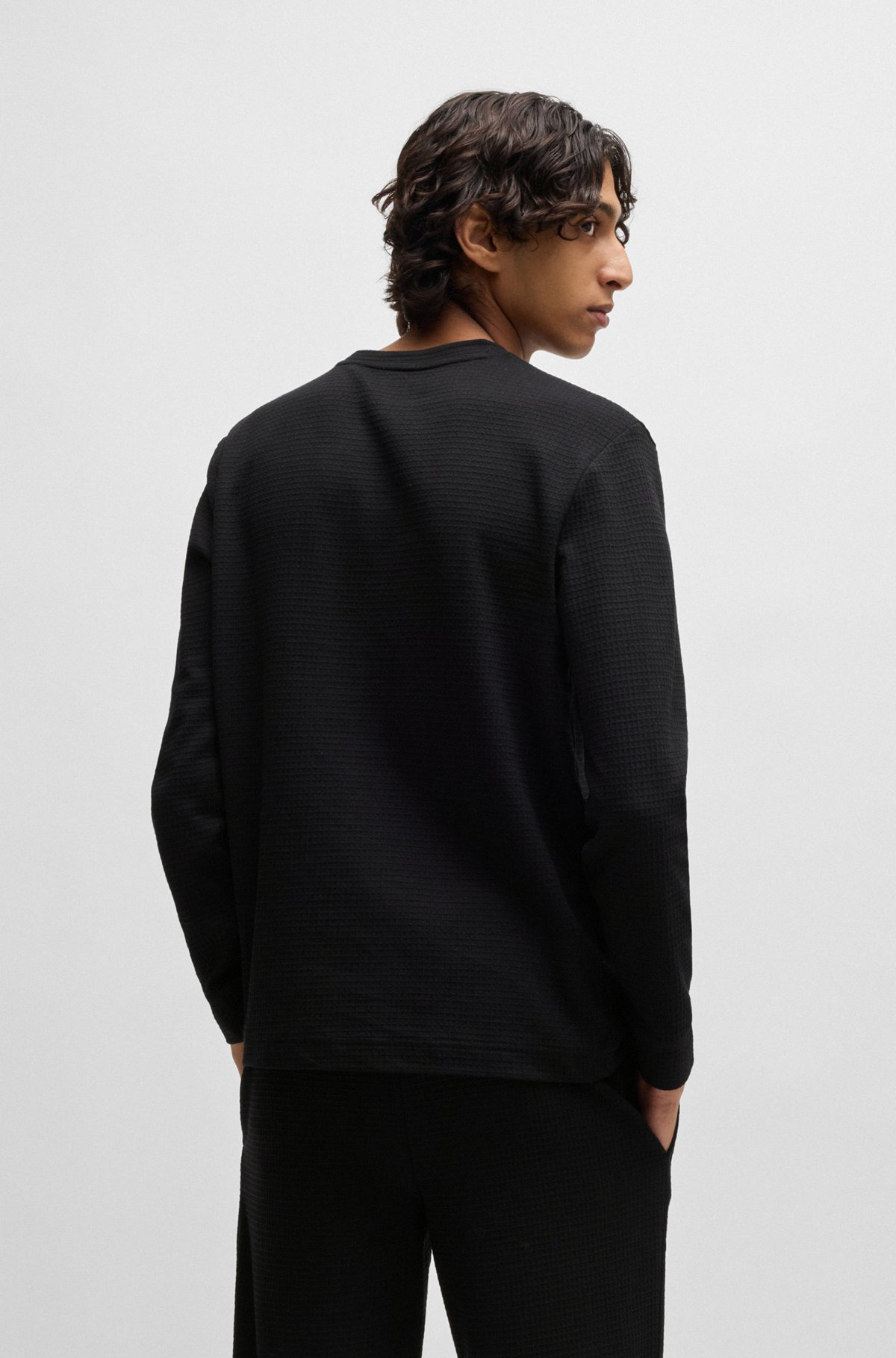 COTTON PAJAMA TOP WITH EMBROIDERED LOGO - 4