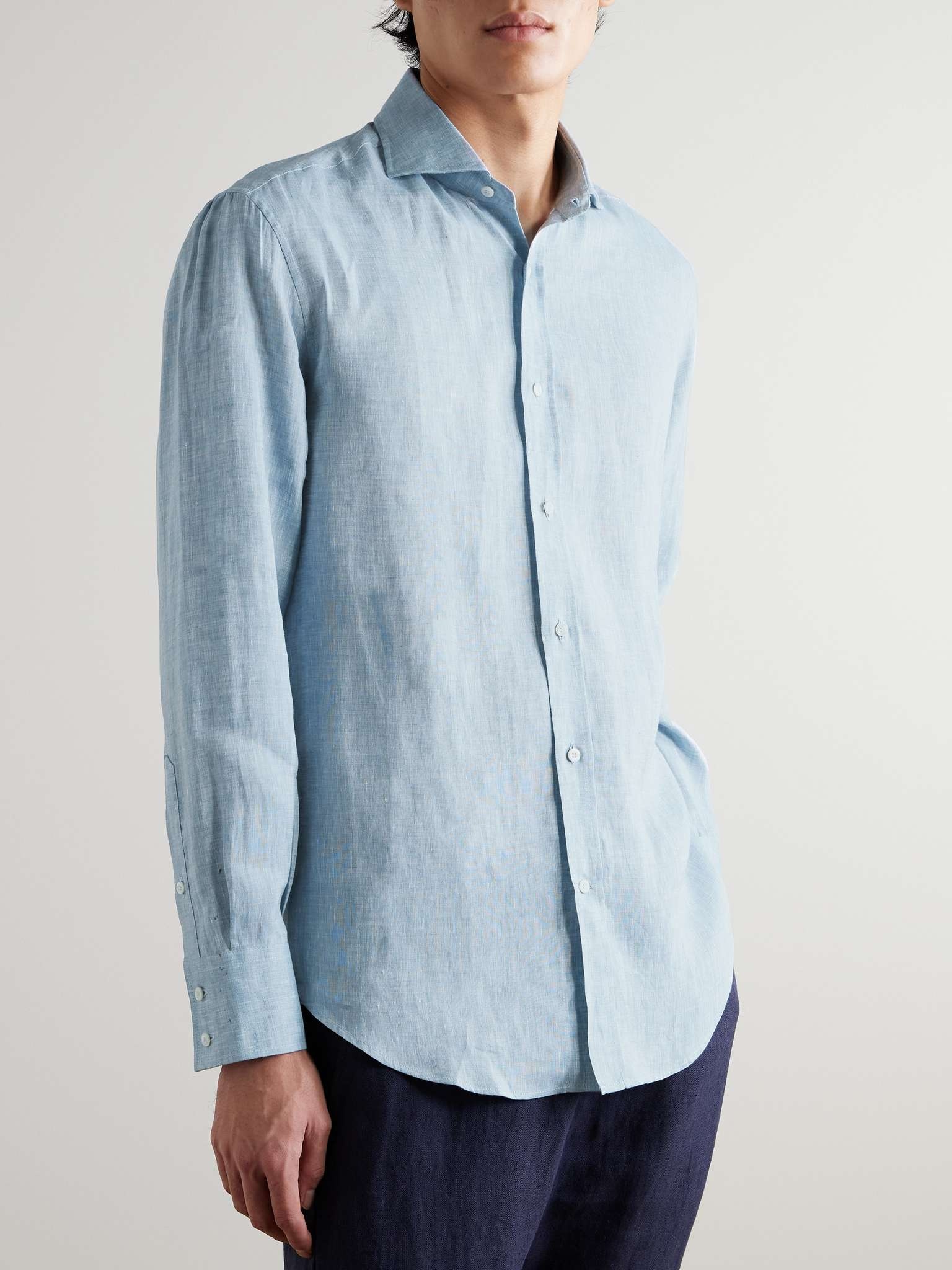 Spread-Collar Linen Shirt - 3