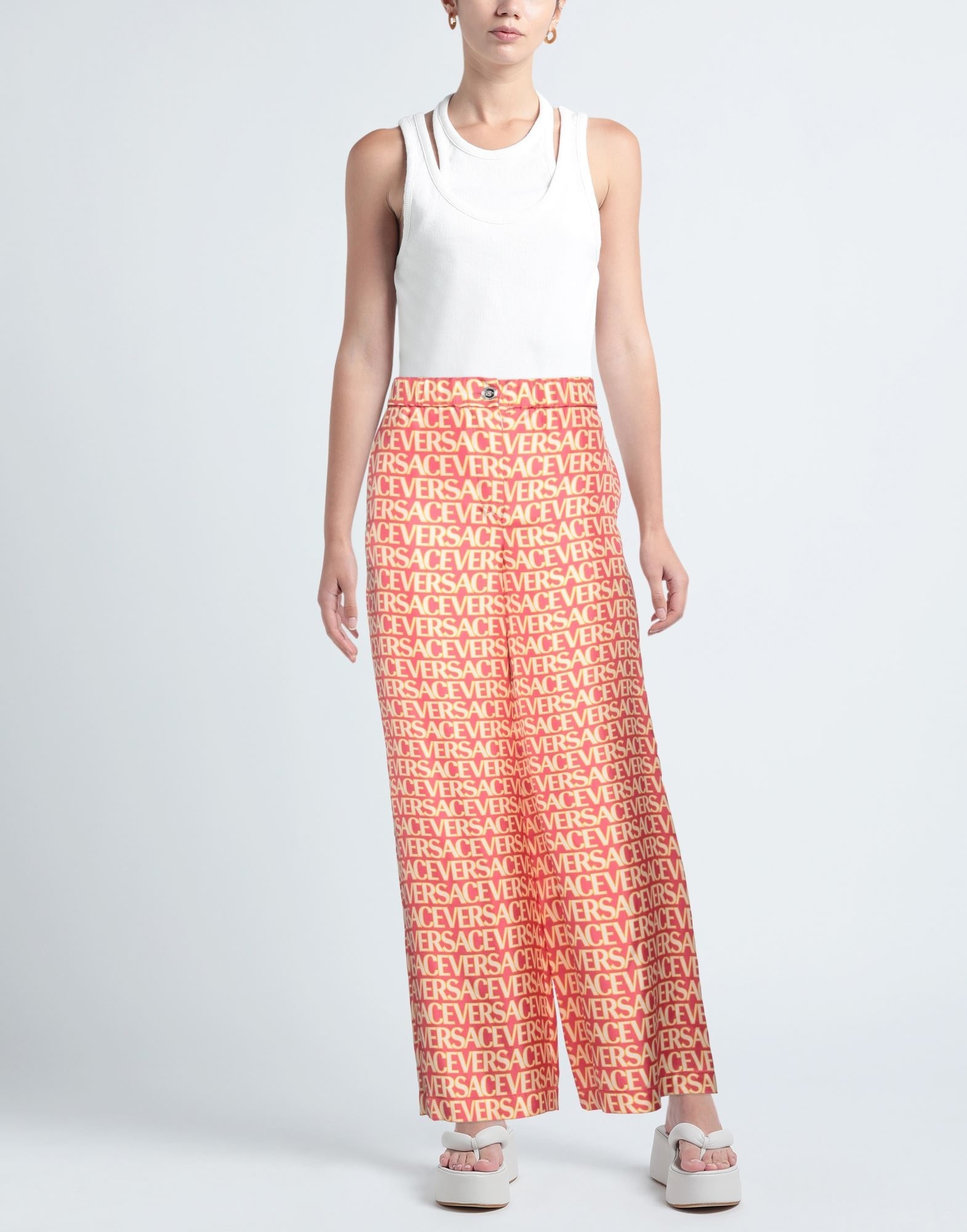 VERSACE Printed silk-twill wide-leg pants | REVERSIBLE