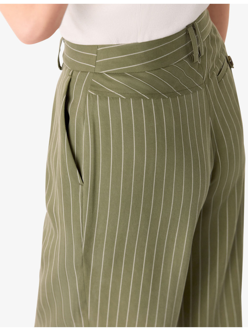 Lottie Pinstriped Wide-Leg High-Rise Woven Trousers 4