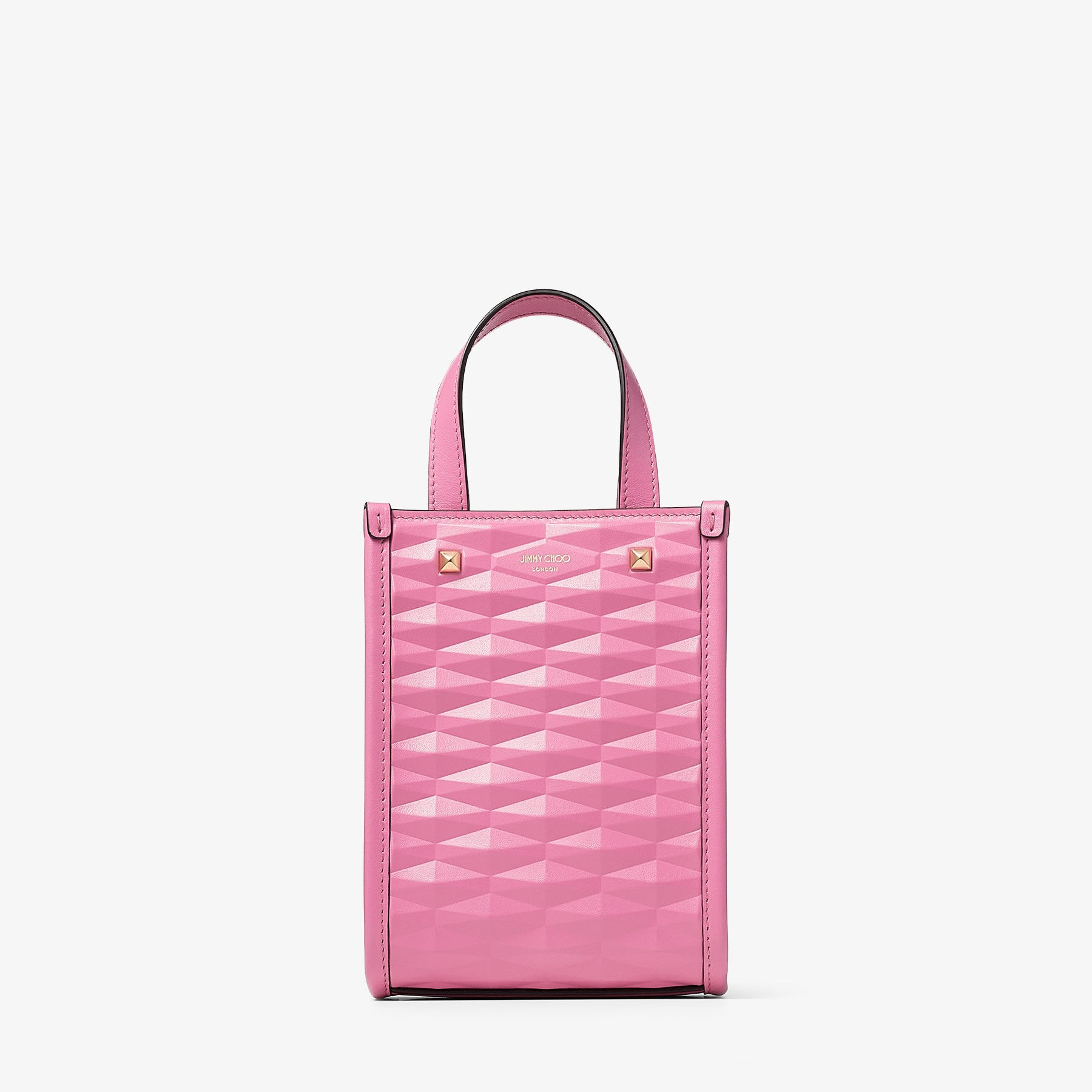 Mini N/S Tote
Candy Pink Diamond Embossed 3D Leather Mini Tote Bag - 1