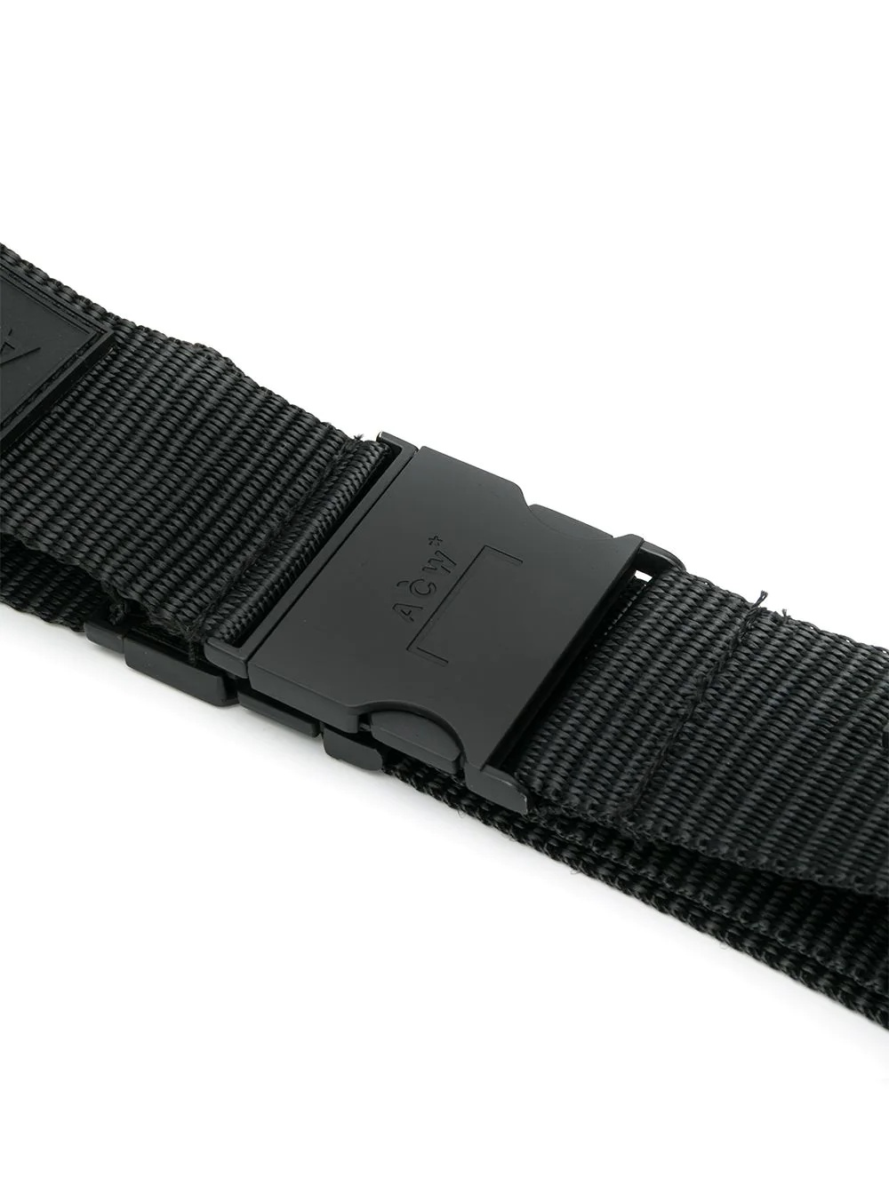 black logo embossed leather and nylon belt - 2