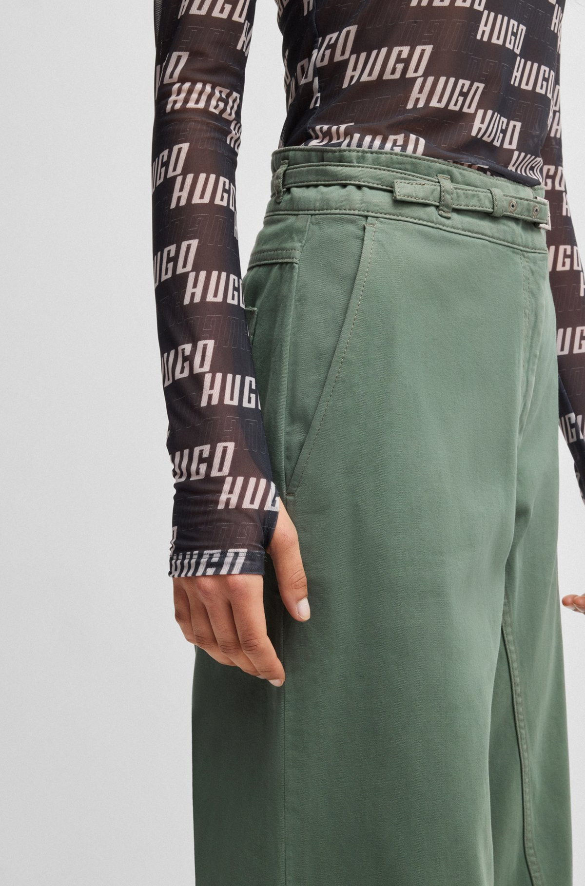 REGULAR-FIT WIDE-LEG TROUSERS IN COTTON TWILL - 5