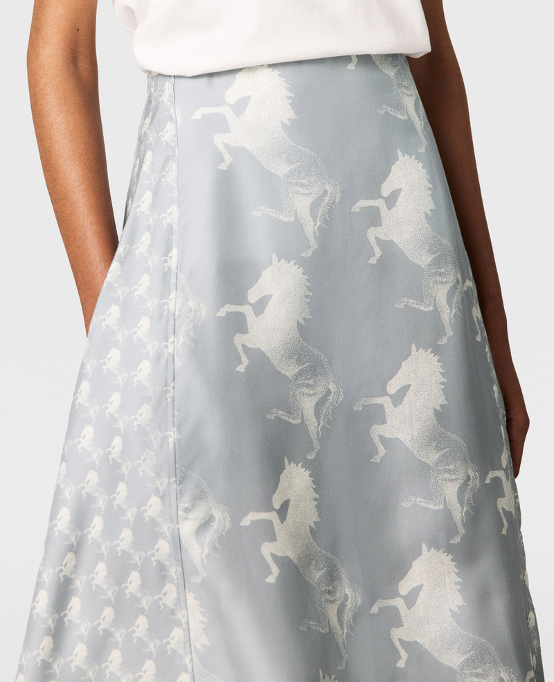 Horse Print Silk Midi Skirt 3