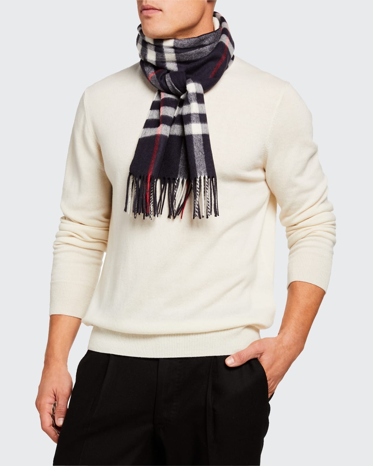 Men's Giant Check Cashmere Scarf - 4
