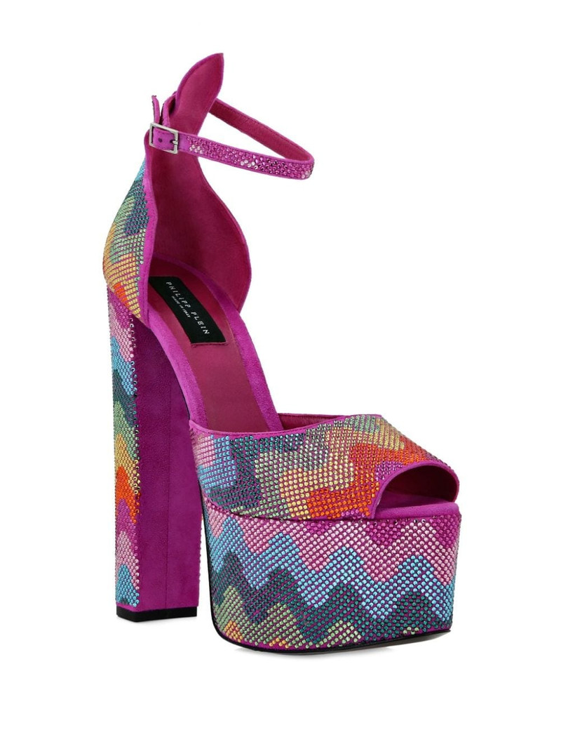 PHILIPP PLEIN 120mm crystal-embellished leather sandals outlook
