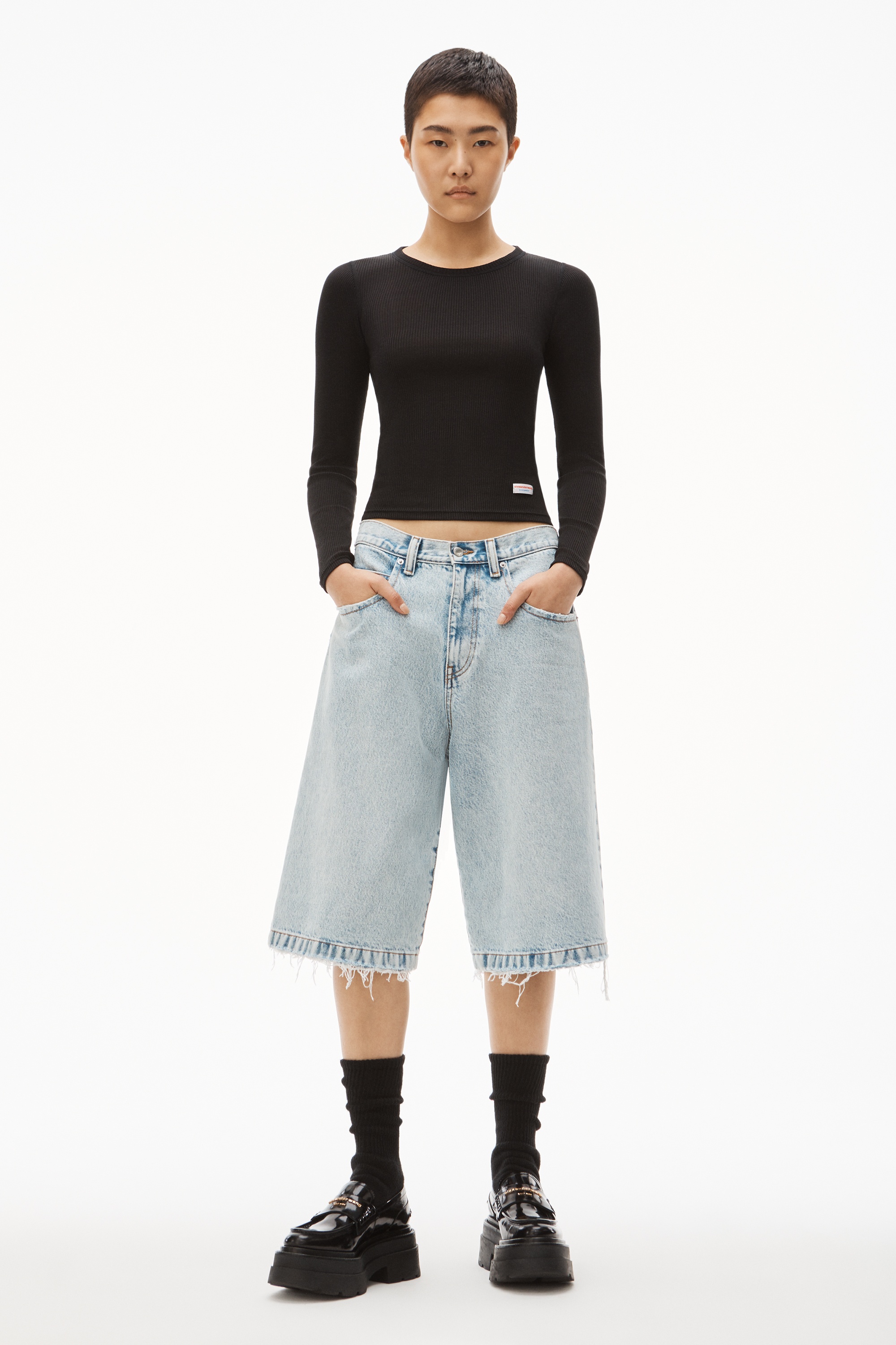 Long-Sleeve Tee in Ribbed Cotton Jersey - 5