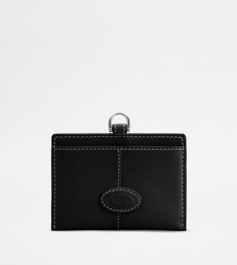 BADGE HOLDER IN LEATHER - BLACK 1