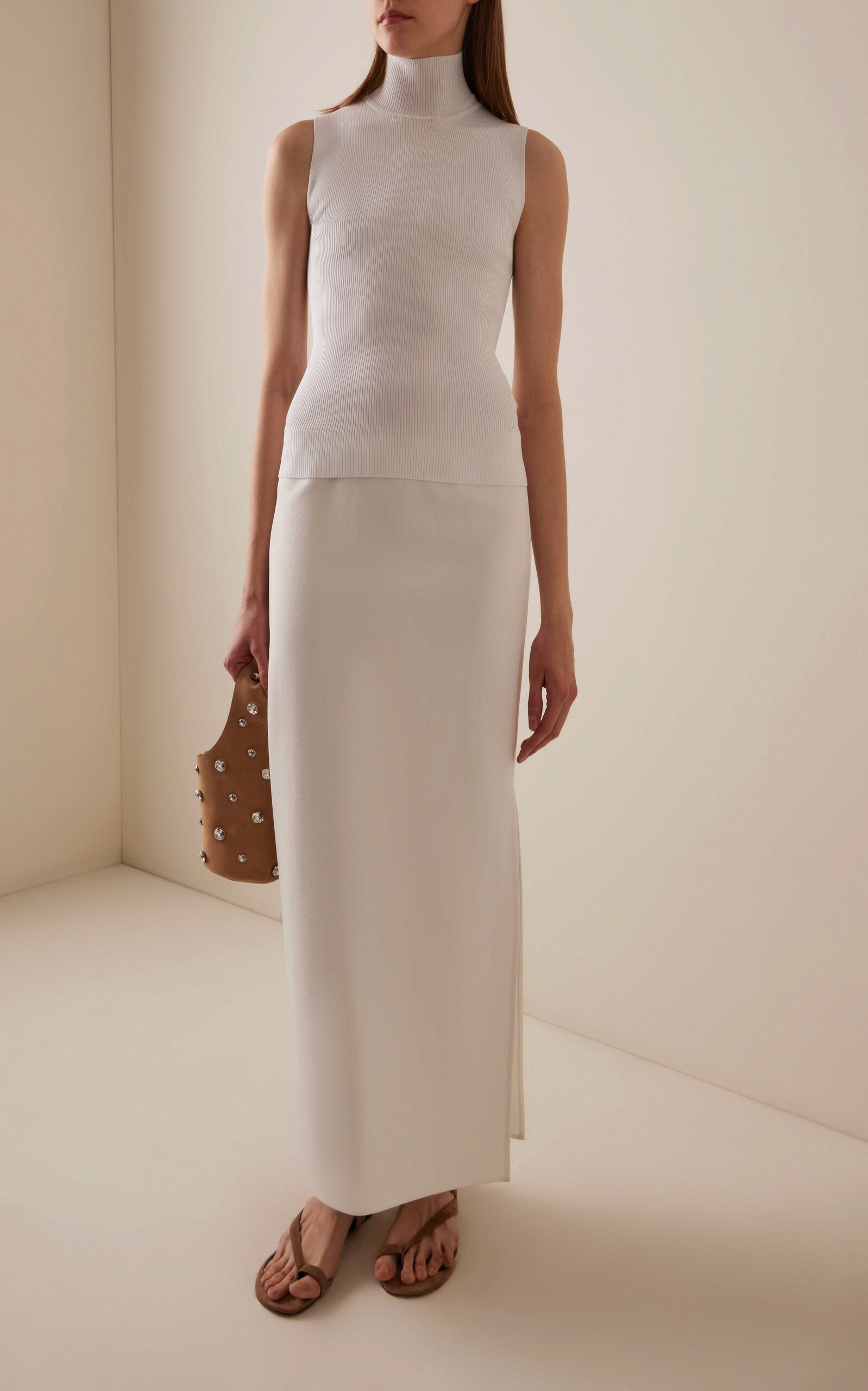 Lilth Crepe-Jersey Maxi Skirt white - 3