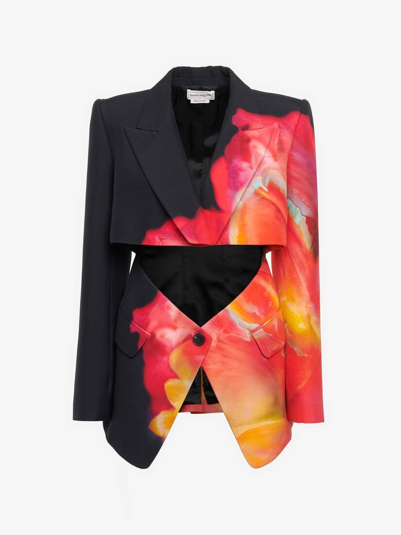 Women's Solarised Petal Slashed Jacket in Black - 1