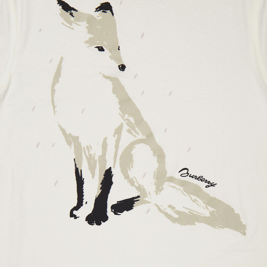 Burberry Fox Printed Crewneck Cotton T-Shirt - 7