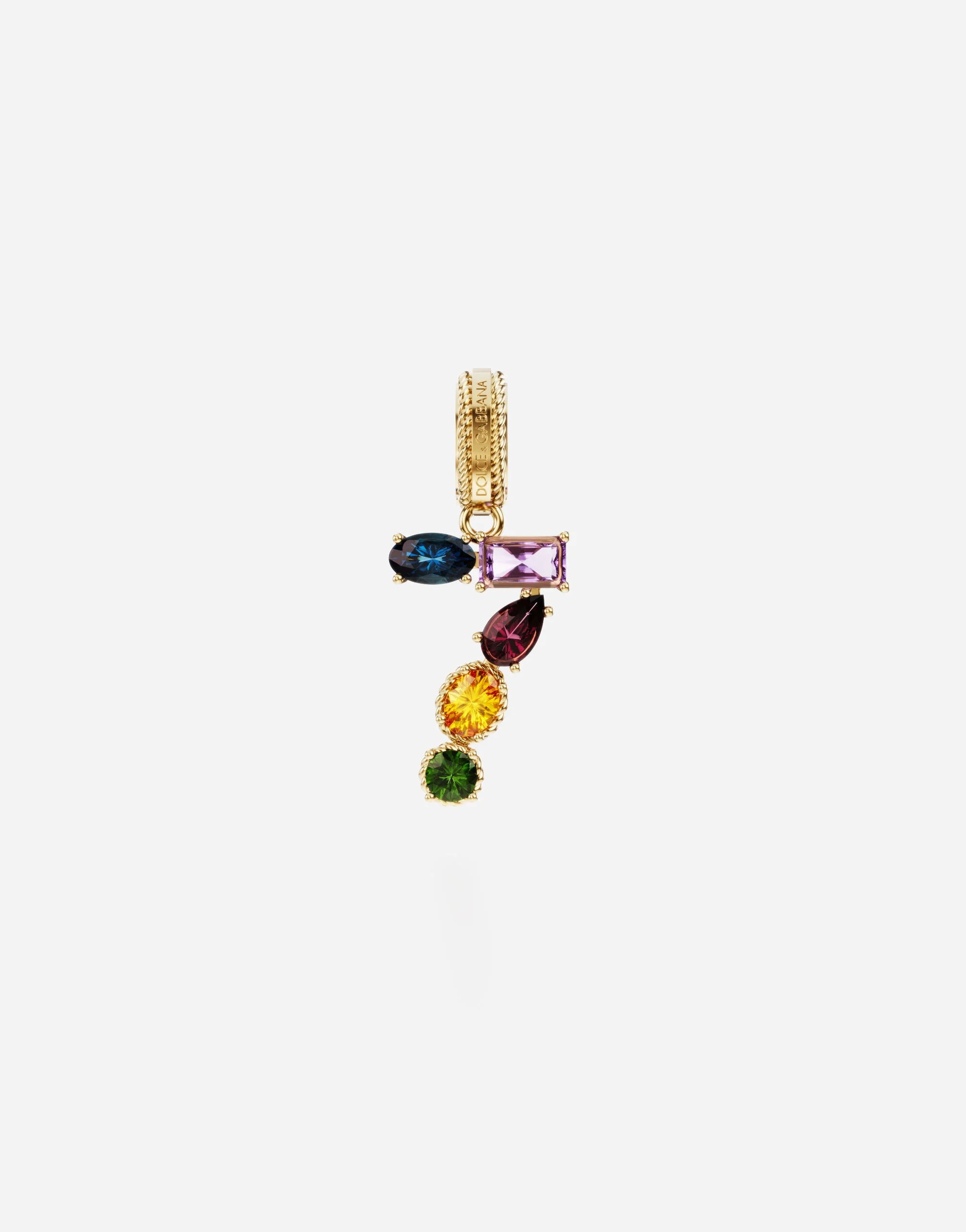 Charm 7 Lettering 18-carat yellow gold and multicolored gems - 1