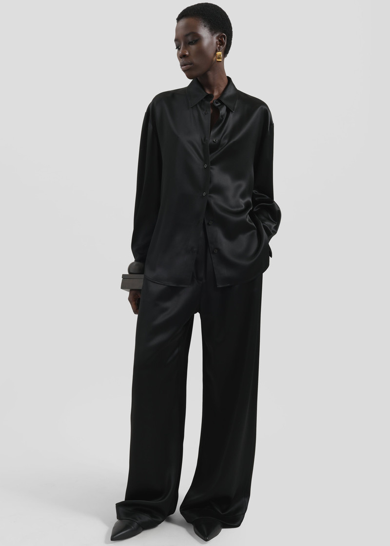 Peri Satin Shirt - Black 1