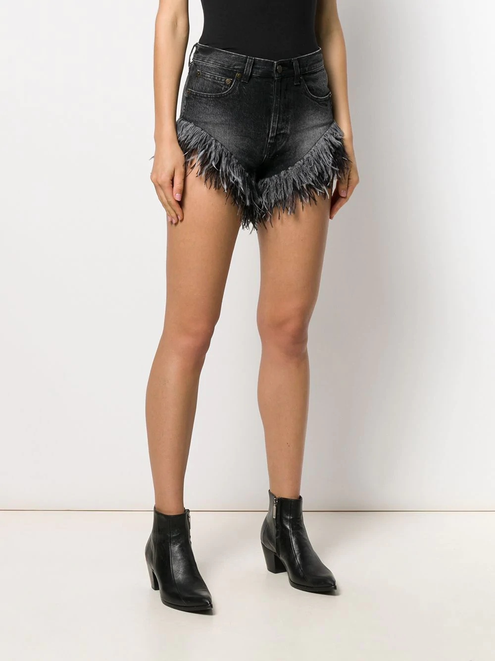 frayed denim shorts - 3