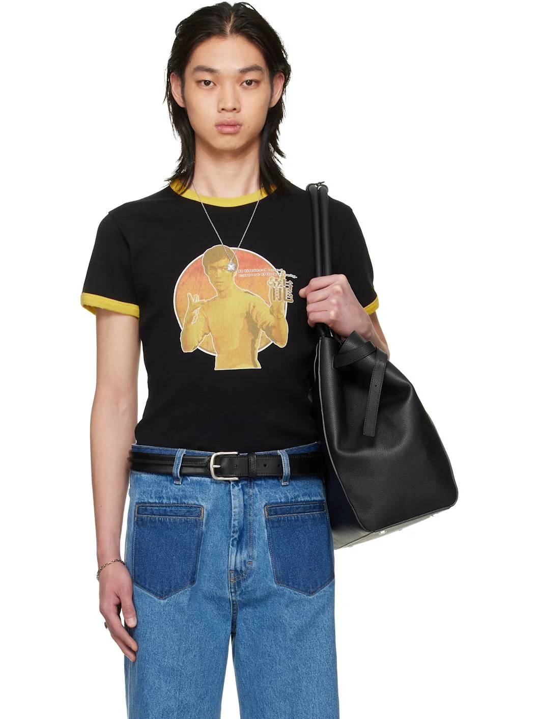 BRUCE LEE x LỰU ĐẠN Black Ringer T-shirt - 1